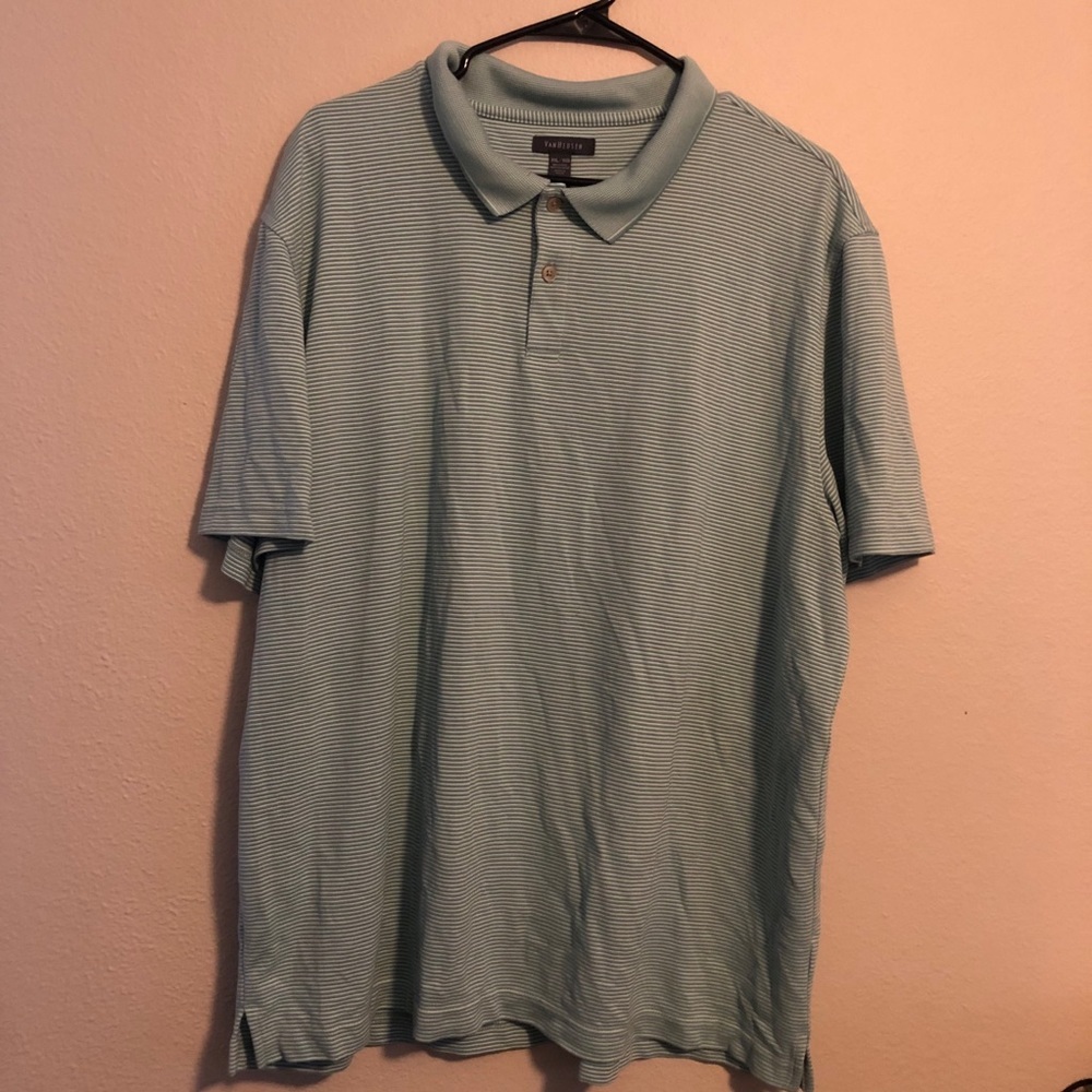 VanHeusen Pin Stripe Light Green Button Up Shirt